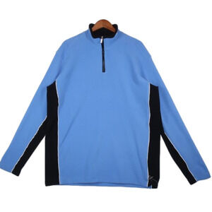 Ermenegildo Zegna Sport Fleece Jacket Blue & Black 1/4 Zip Pullover Ski Snow XXL